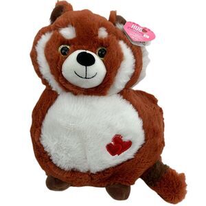 Plush Fox Stuffed Animal Fluffy Hug Me Valentines Day Red Heart Pillow New